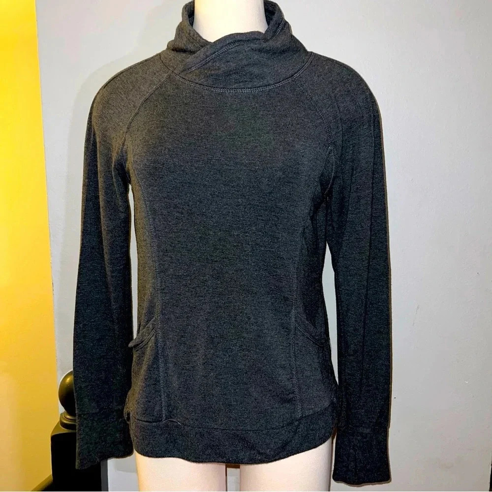 Yogalicious Long Sleeve Cowl Neck Pull Over - Dark Gray